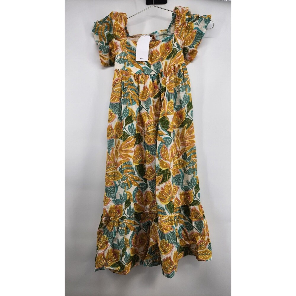Mango MNG Girls Size 8 Yellow Floral Tropical‎ Print Dress NWT